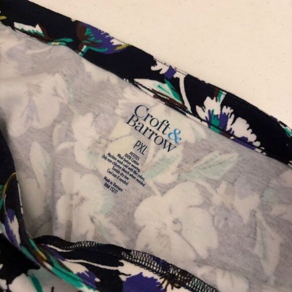 Croft & Barrow T-Shirt Women's Petite XL Boat Neck 3/4 Sleeve Floral Top - Picture 7 of 8